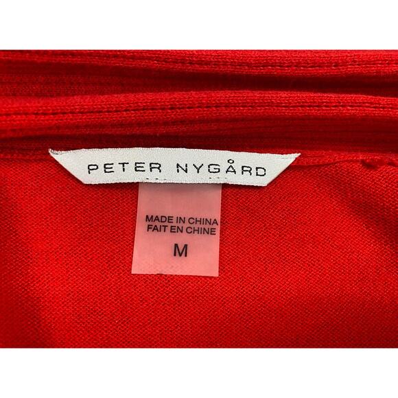 Peter Nygard Cardigan Sweater Womens Medium Open Front Long Flowy Asymmetric Red - Picture 12 of 14